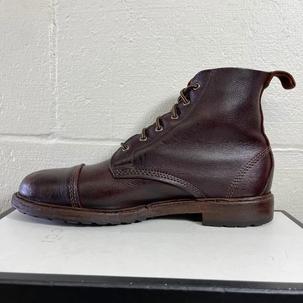 Allen Edmonds Normandy Brown Kudu Leather Cap Toe Boots Lace up Men's 11 D
